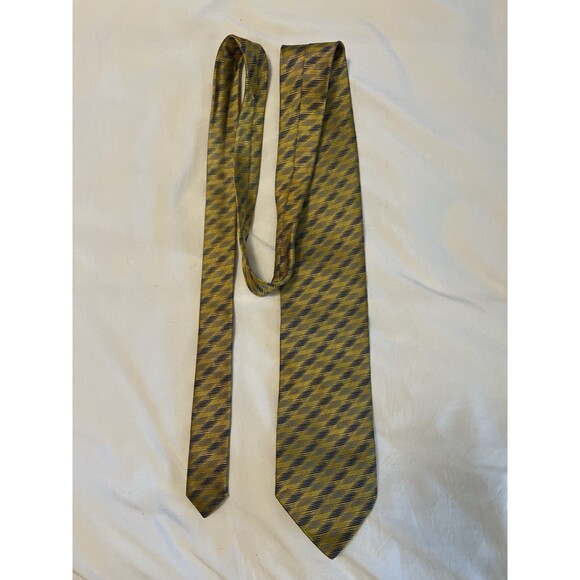 Cravattificio Di Siena 100% Silk Made In Italy Yellow Geometric Mens Neck Tie - Picture 6 of 6